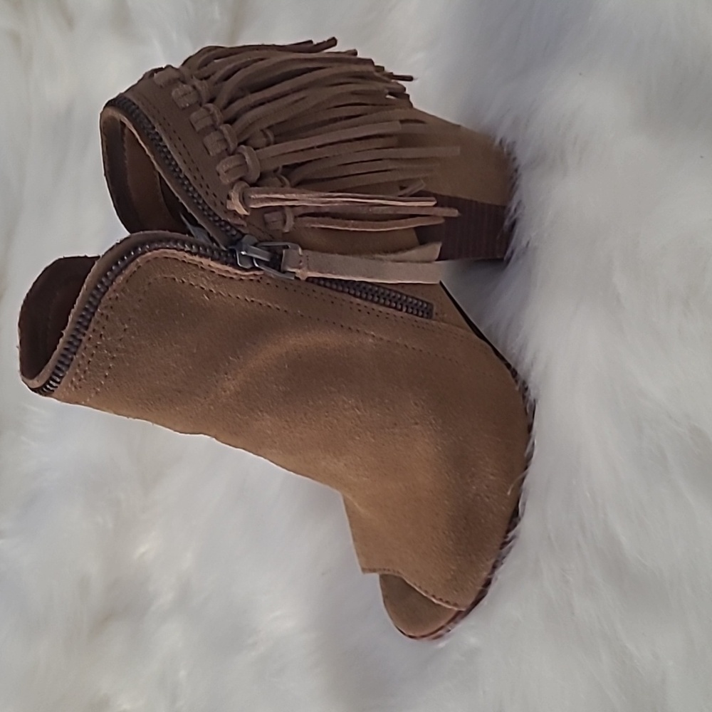 Dolce Vita Tan Suede Fringe Ankle Booties Dolce Vita